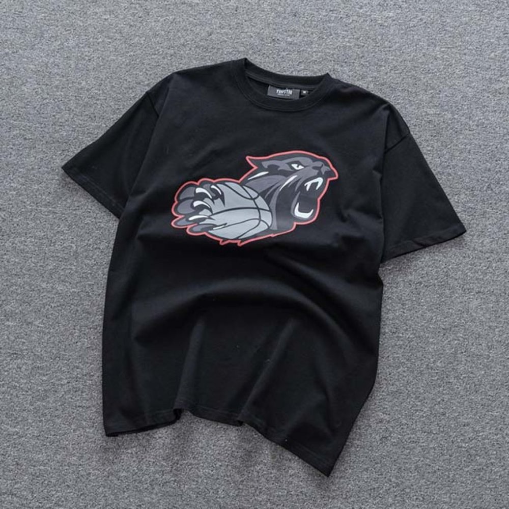 Trapstar Leopard Graphic Print Short Sleeve Black
